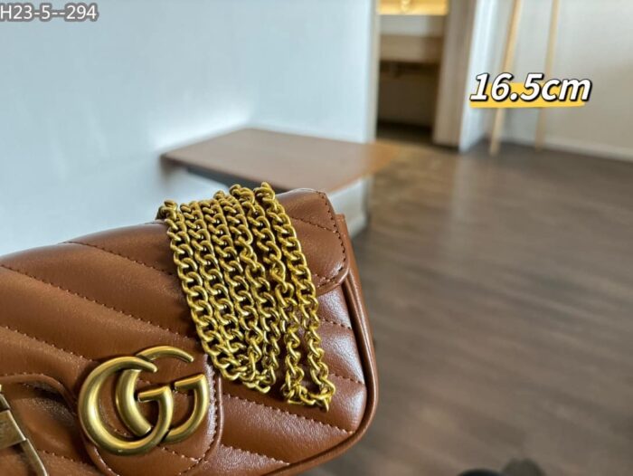 Alternative view of GUCCI GG MARMONT LEATHER SUPER MINI BAG BROWN