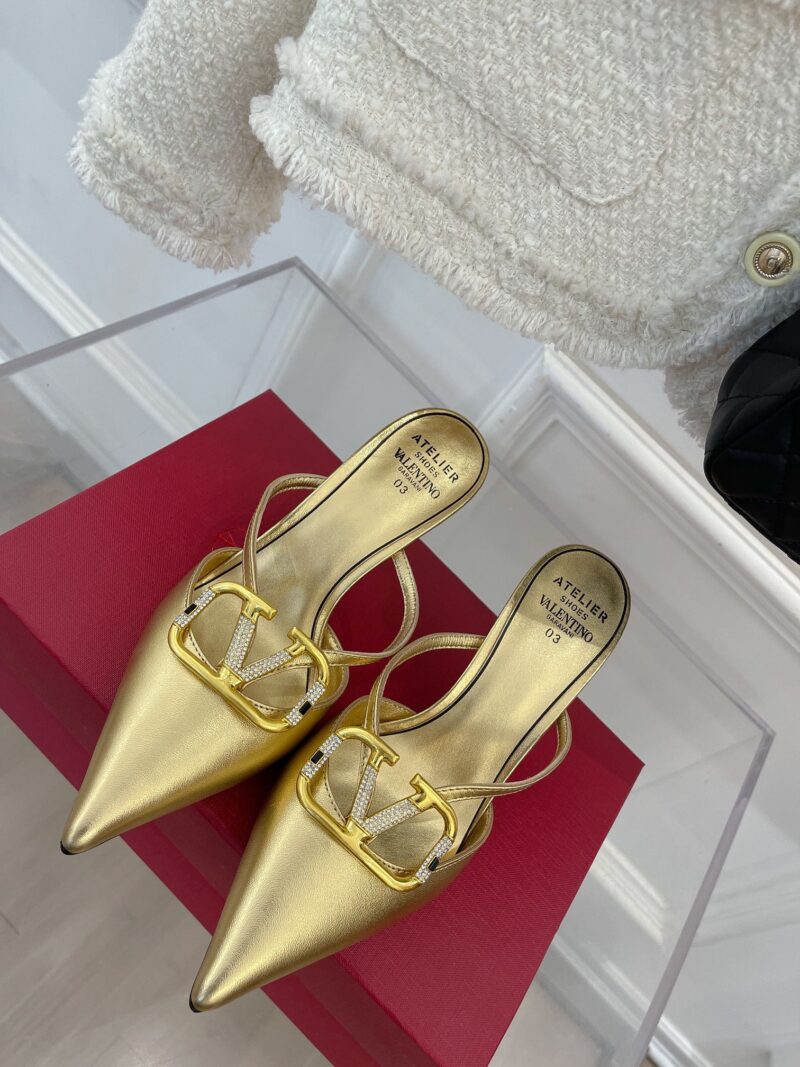 Alternative view of VALENTINO VLOGO SIGNATURE GOLD SLINGBACK SANDALS