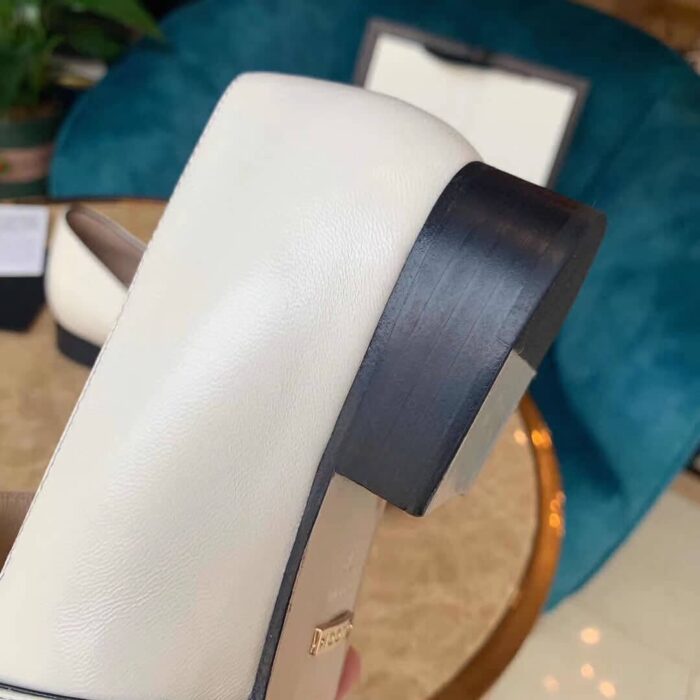 Alternative view of GUCCI WMNS LEATHER LOAFERS MOCCASINS DOUBLE G WHITE 602496 C9D00 9022