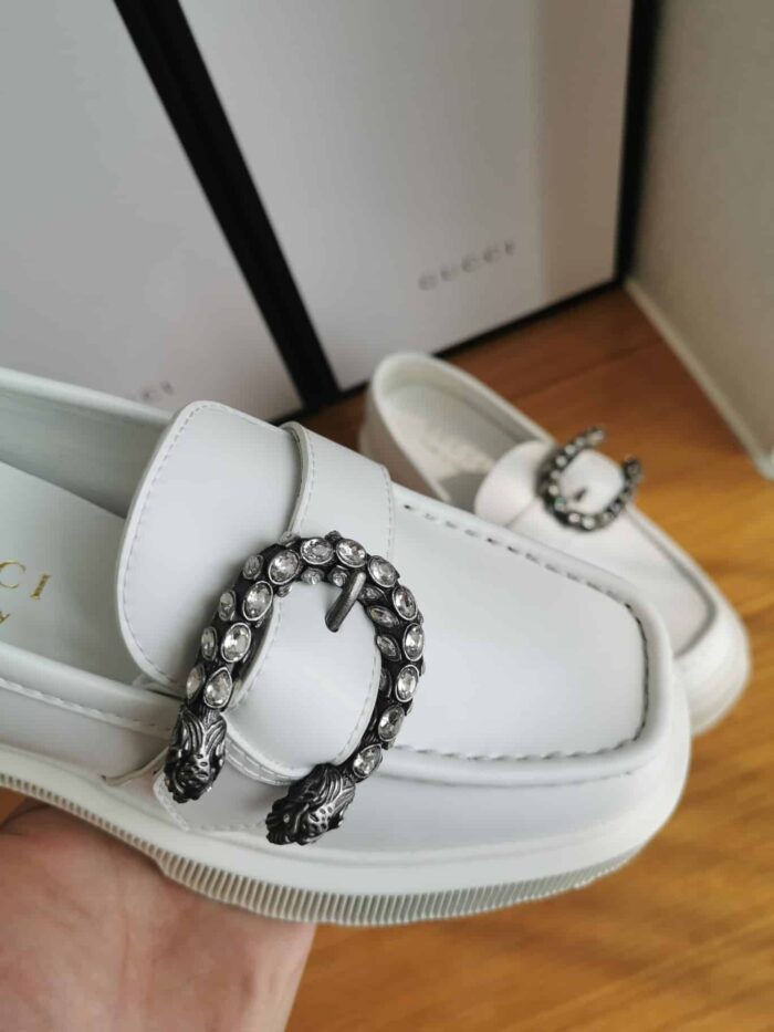 Alternative view of GUCCI WOMEN'S LEATHER LOAFERS WITH G WHITE