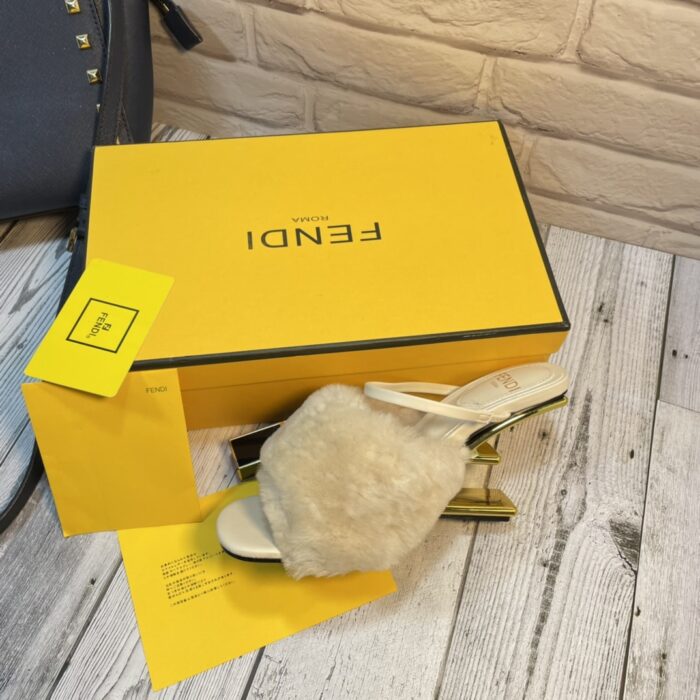 Alternative view of FENDI FIRST MINK HIGH-HEELED SANDALS LIGHT BEIGE