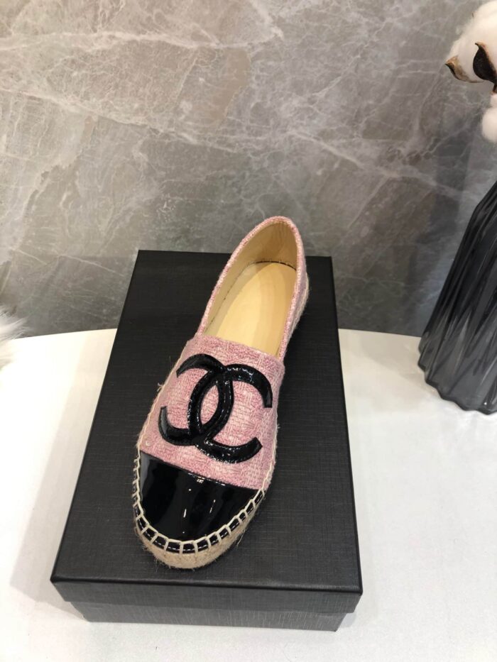 Alternative view of CHANEL EMBROIDERED ESPADRILLE LEATHER BLACK CAP TOE FLATS PINK CC