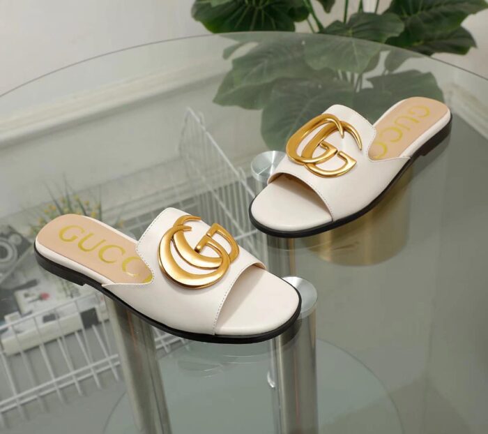 Alternative view of GUCCI PRINCETOWN GG SLIPPERS LEATHER WHITE