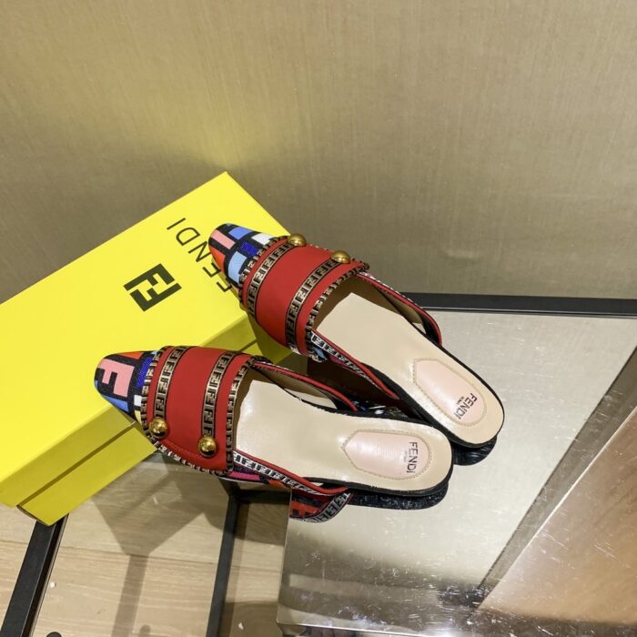 Alternative view of FENDI FLAT LOAFERS FF WHITE STRAP RED