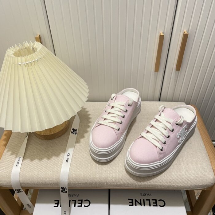 Alternative view of CELINE JANE MULE SNEAKER WITH TRIOMPHE PATCH IN CANVAS PINK