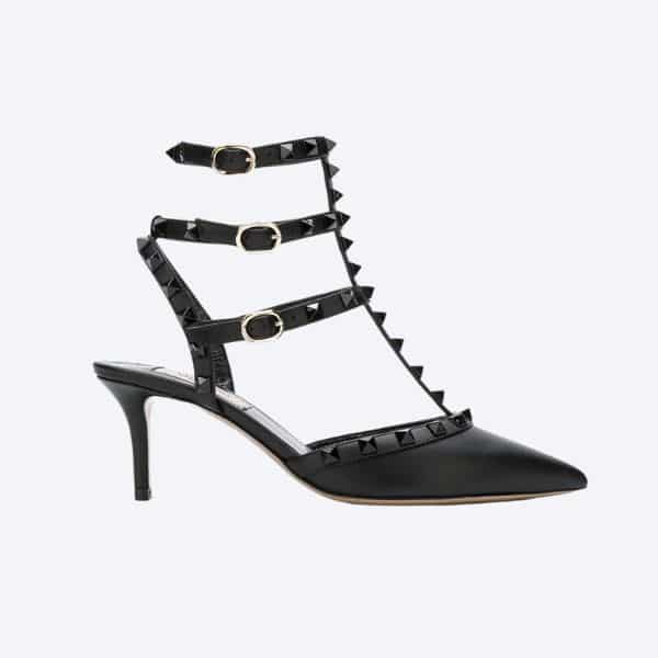 VALENTINO ROCKSTUD ANKLE STRAP PUMP 65 MM BLACK