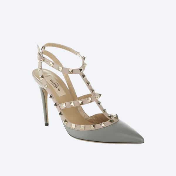 VALENTINO PATENT ROCKSTUD CAGED PUMP 100MM BLUE