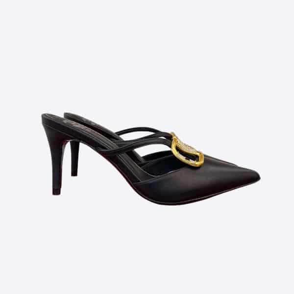 VALENTINO VLOGO SIGNATURE BLACK SLINGBACK SANDALS
