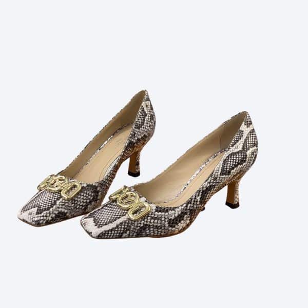 LOUIS VUITTON LV SQUARE TOE SNAKE PRINT HEEL PUMP