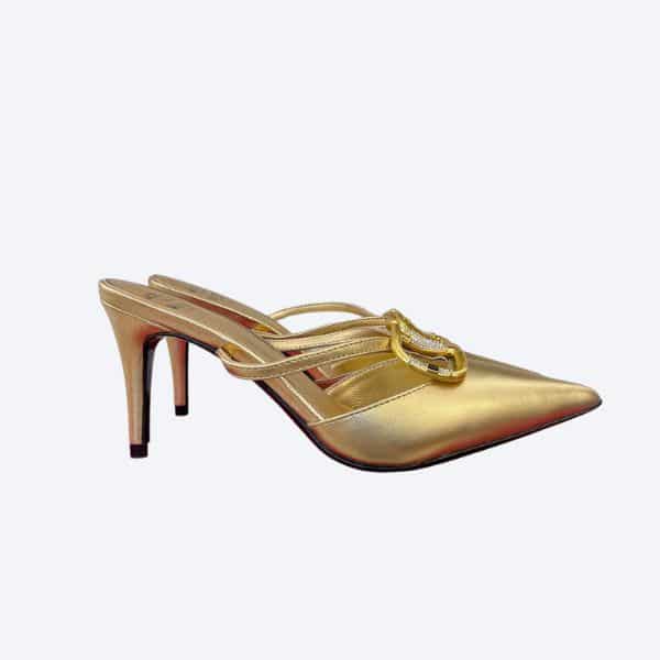 VALENTINO VLOGO SIGNATURE GOLD SLINGBACK SANDALS