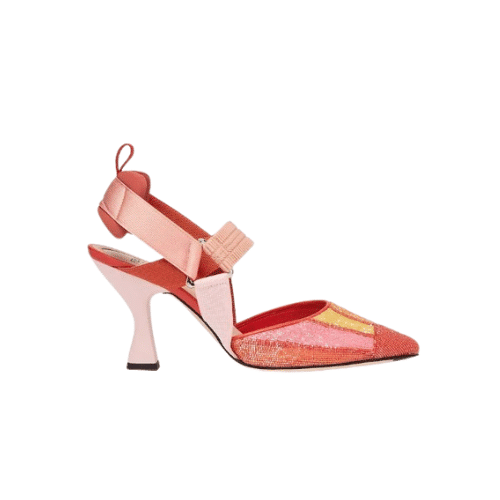 FENDI COLIBRI 85MM BEADED SLINGBACK PUMPS RED