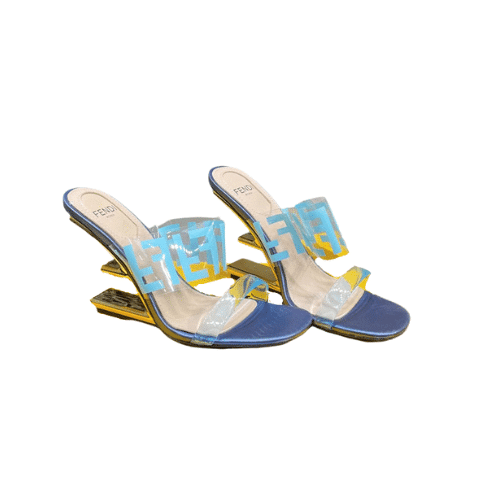 FENDI FIRST FF TRANSPARENT PLASTIC HANDLE BLUE