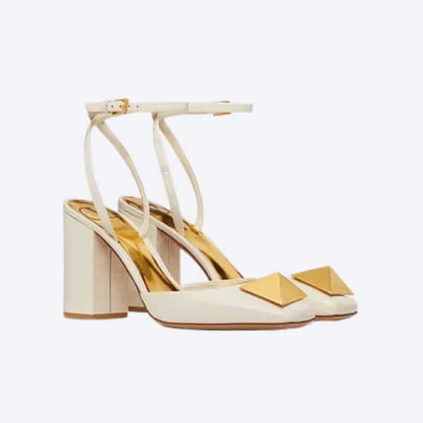 VALENTINO ONE STUD PUMP IN PATENT LEATHER 90MM WHITE XW2S0DT4LAFI16