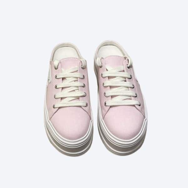 CELINE JANE MULE SNEAKER WITH TRIOMPHE PATCH IN CANVAS PINK