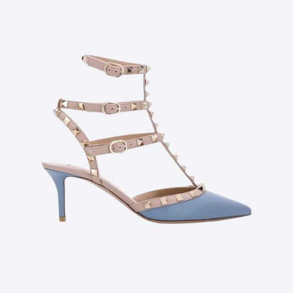 VALENTINO ROCKSTUD CAGED BLUE PUMP 65MM WW2S0375 VODLQ7