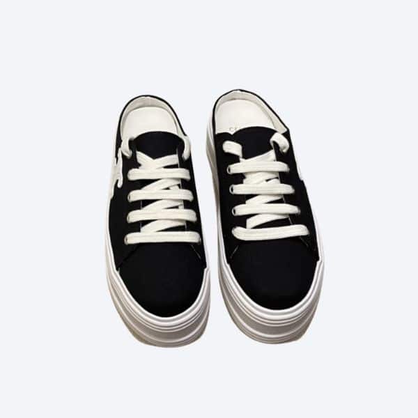 CELINE JANE MULE SNEAKER WITH TRIOMPHE PATCH IN CANVAS BLACK