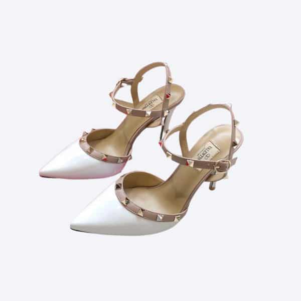 VALENTINO ROCKSTUD WHITE SLINGBACK