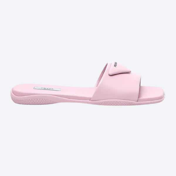 PRADA BRUSHED LEATHER SLIDE IN PINK