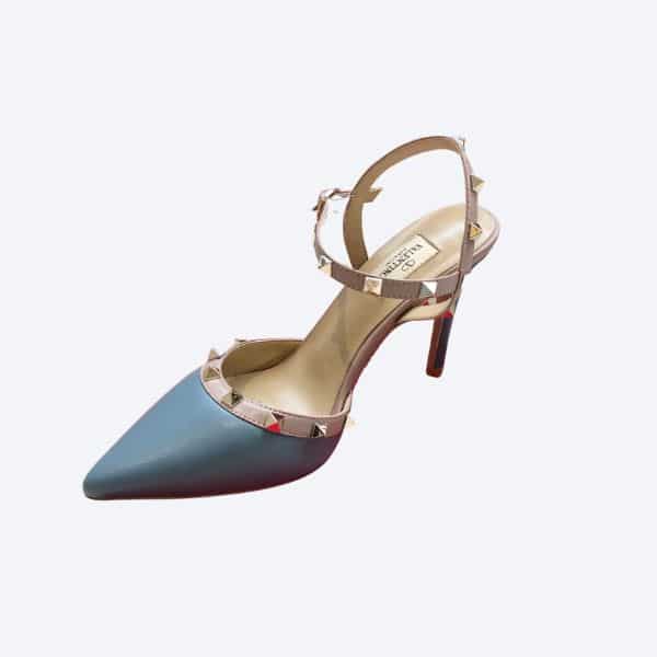 VALENTINO ROCKSTUD BLUE SLINGBACK