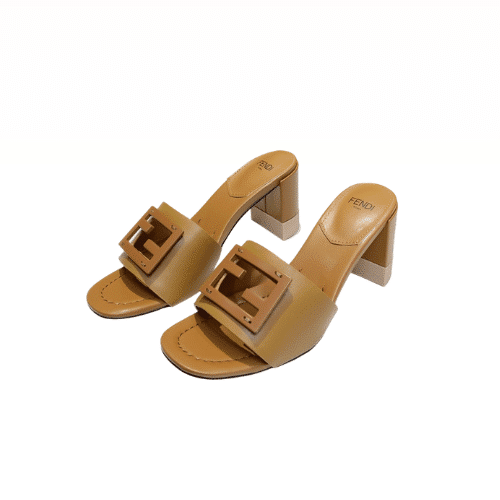 FENDI SIGNATURE LEATHER HIGH HEEL BEIGE
