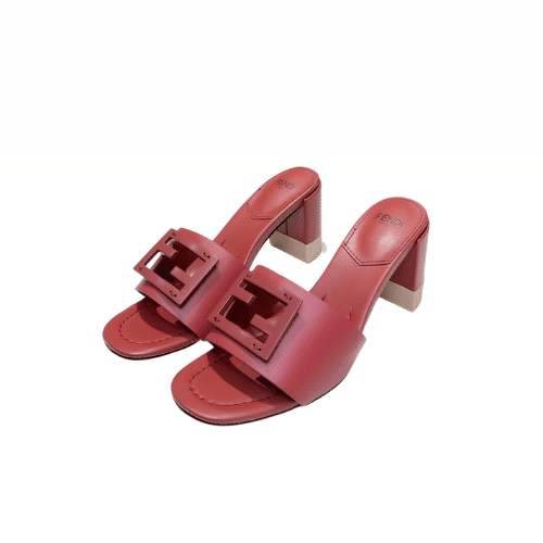 FENDI SIGNATURE LEATHER HIGH HEEL RED