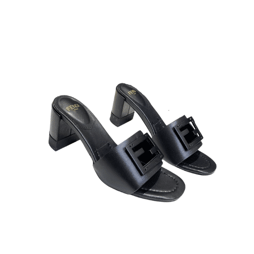 FENDI SIGNATURE LEATHER HIGH HEEL BLACK