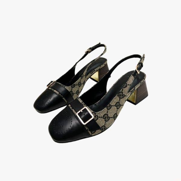 GUCCI WOMEN'S MID HEEL SLINGBACK BLACK