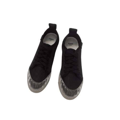 FENDI CORDA LOW TOP SNEAKER TESS CANVAS BLACK