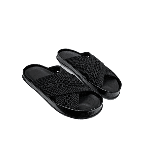 FENDI RAFFIA REFLECTIONS SLIDES BLACK