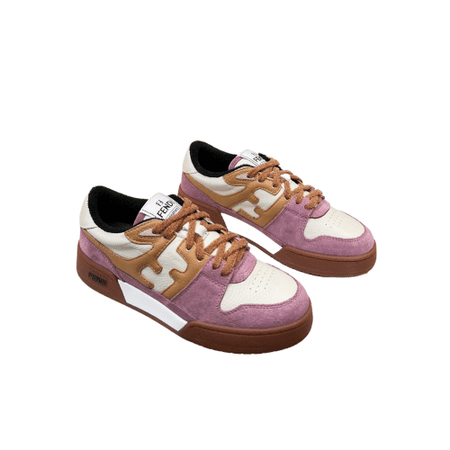 FENDI MATCH LOW TOPS SUEDE PINK BEIGE SHOELACE