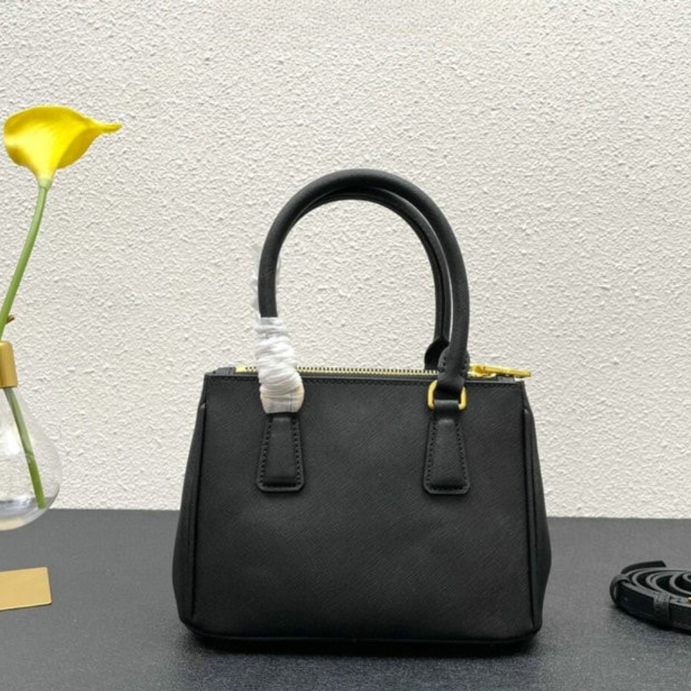 PRADA GALLERIA SAFFIANO LEATHER MINI BAG BLACK 20CM 1BA906 NZV F0002 V EOM - Image 5