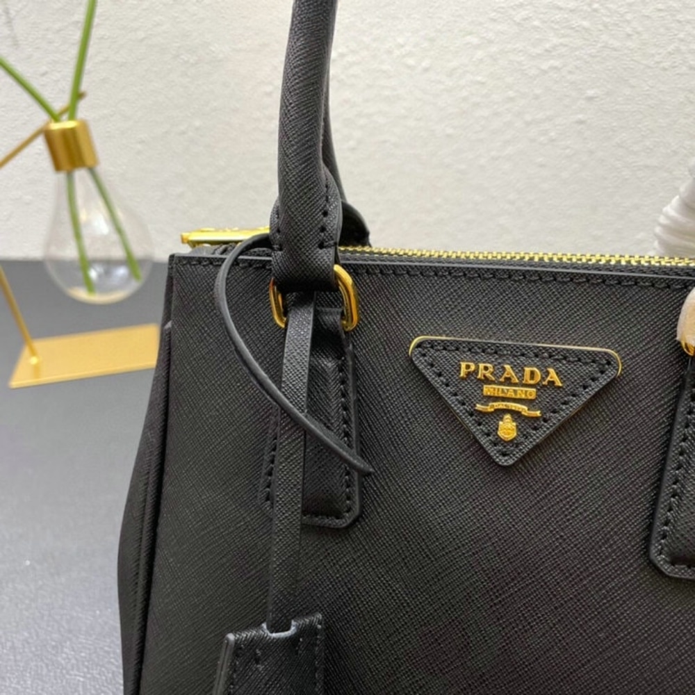 PRADA GALLERIA SAFFIANO LEATHER MINI BAG BLACK 20CM 1BA906 NZV F0002 V EOM - Image 3