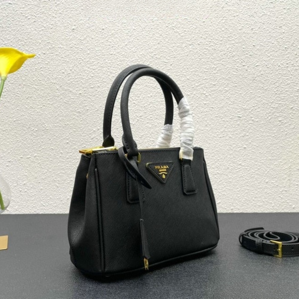 PRADA GALLERIA SAFFIANO LEATHER MINI BAG BLACK 20CM 1BA906 NZV F0002 V EOM - Image 2
