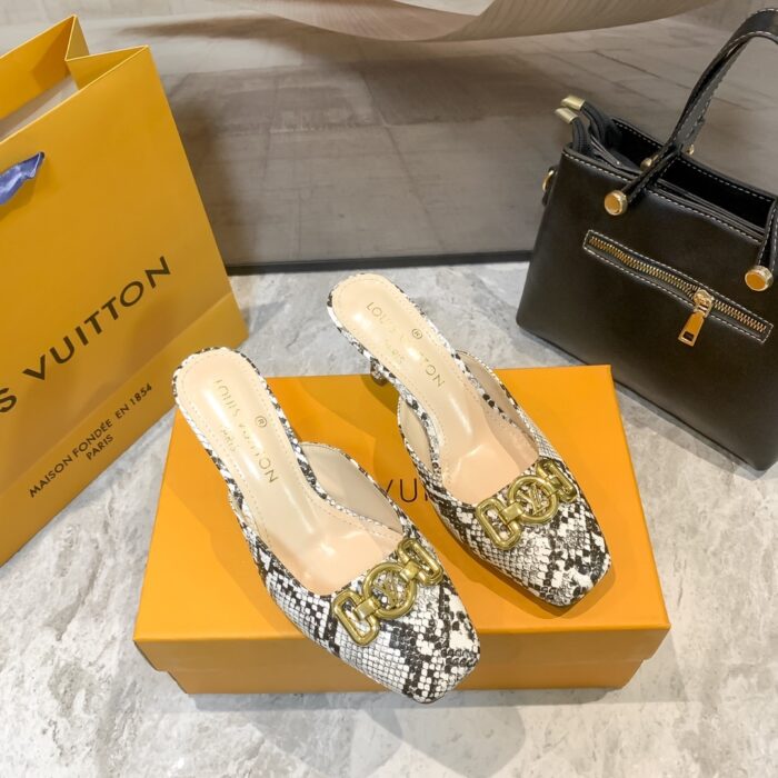 Alternative view of LOUIS VUITTON LV SQUARE TOE SNAKE PRINT BLACK PUMP