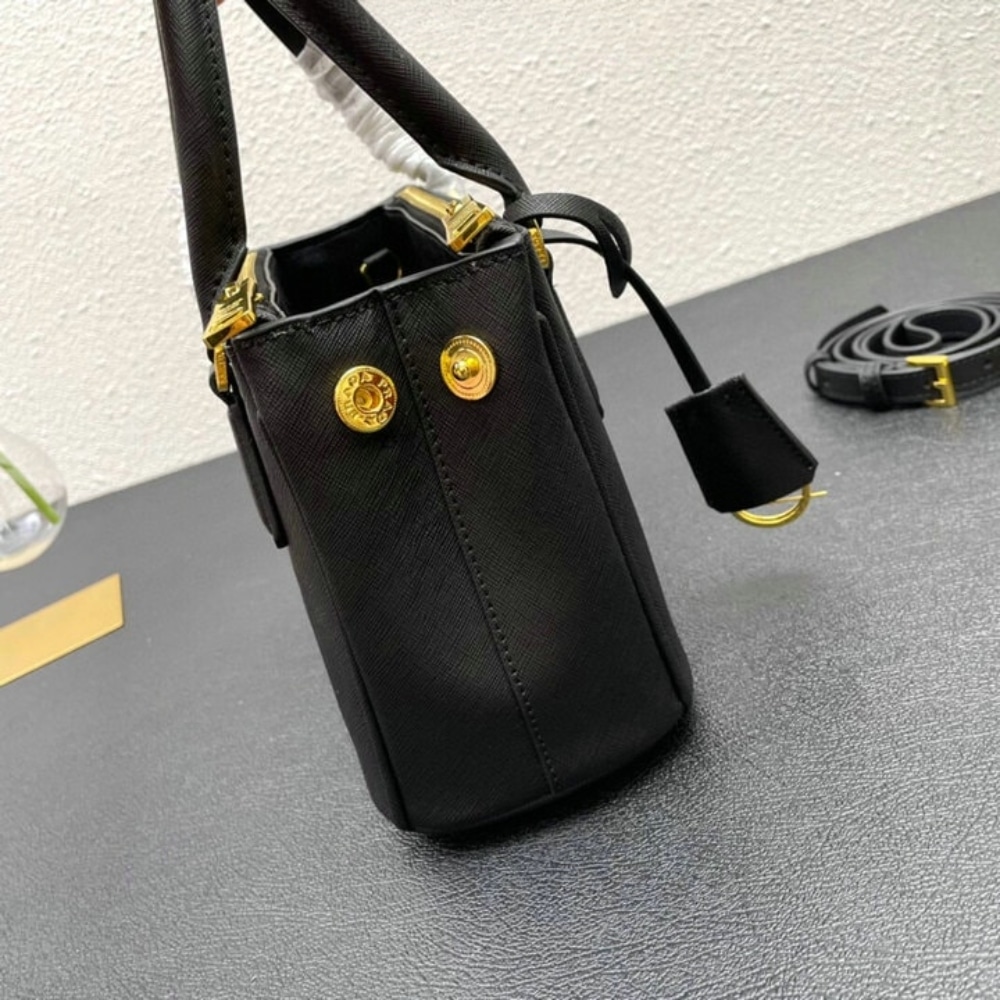 PRADA GALLERIA SAFFIANO LEATHER MINI BAG BLACK 20CM 1BA906 NZV F0002 V EOM - Image 7