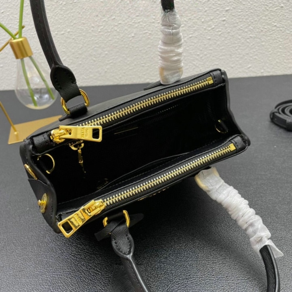 PRADA GALLERIA SAFFIANO LEATHER MINI BAG BLACK 20CM 1BA906 NZV F0002 V EOM - Image 8