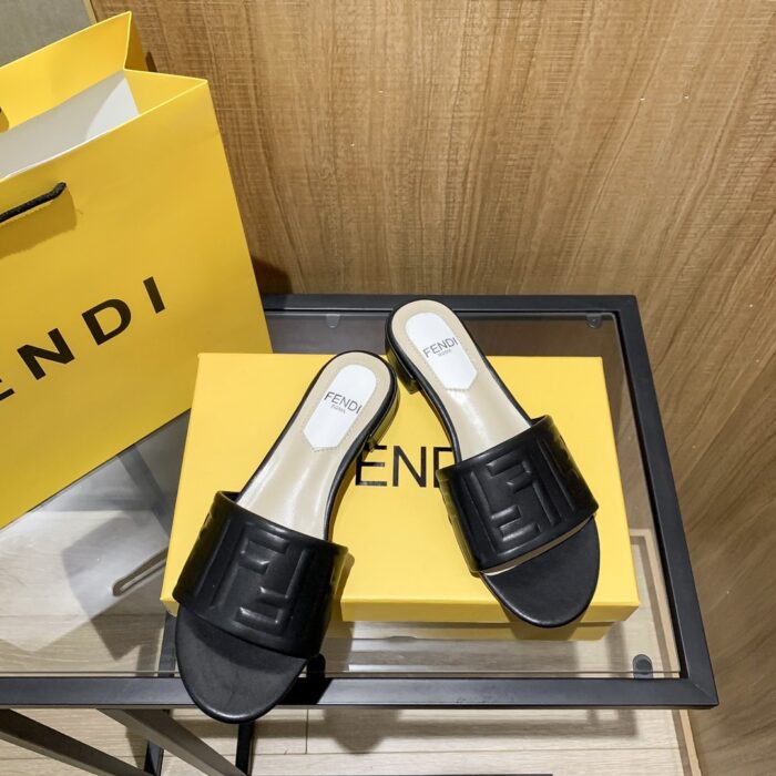 Alternative view of FENDI SILK COWHIDE SLIPPERS BLACK
