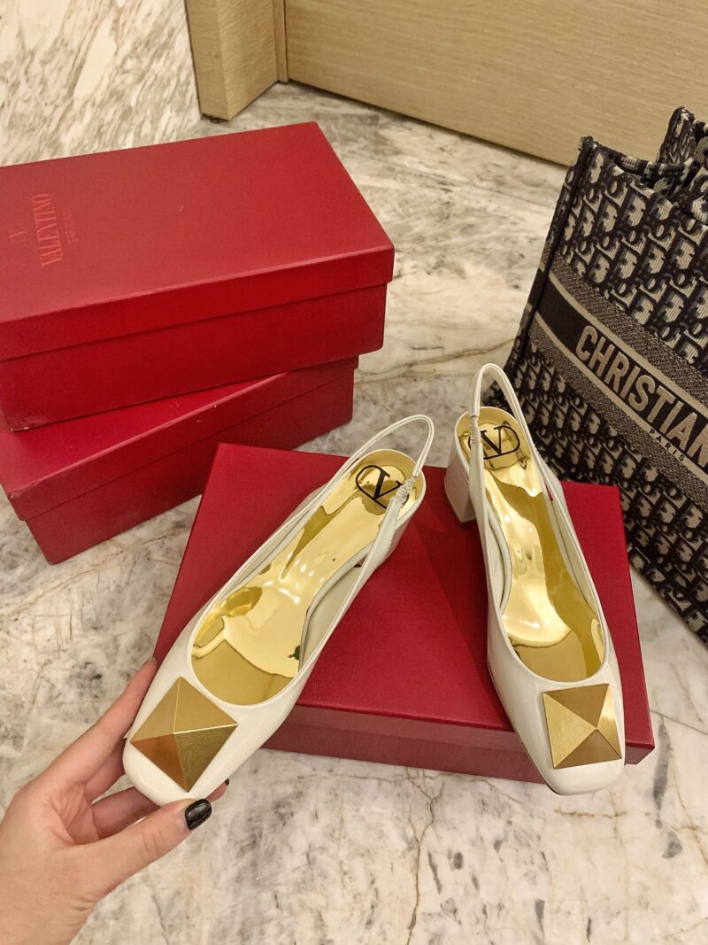 Alternative view of VALENTINO ONE STUD PATENT-LEATHER SLINGBACK PUMP WHITE