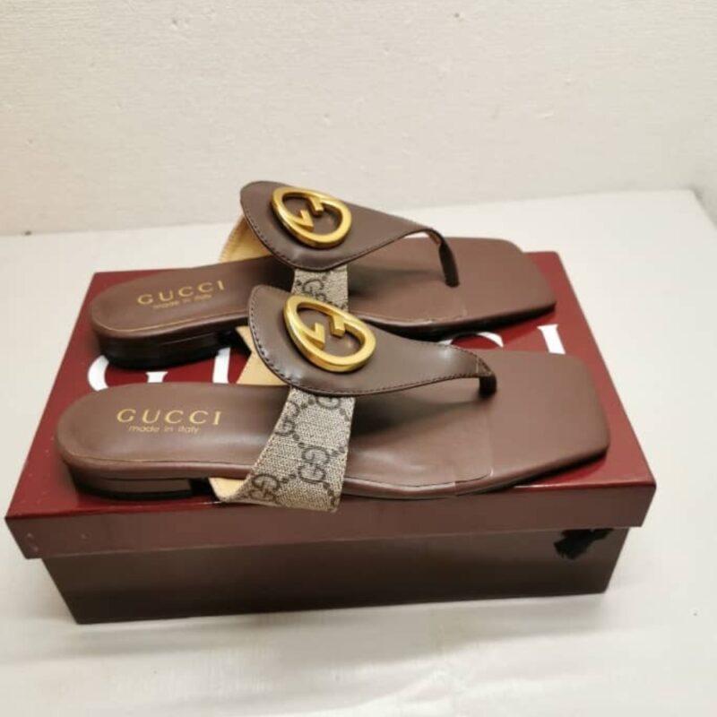 Alternative view of GUCCI WOMEN'S BLONDIE THONG SANDALS BROWN 752659 9I650 9769