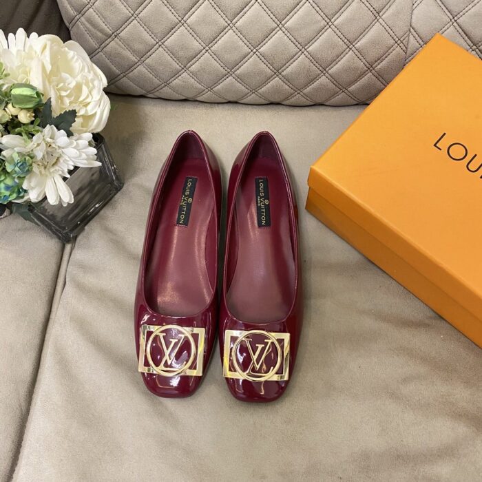 Alternative view of LOUIS VUITTON LV LOGO WINE RED BALLERINA