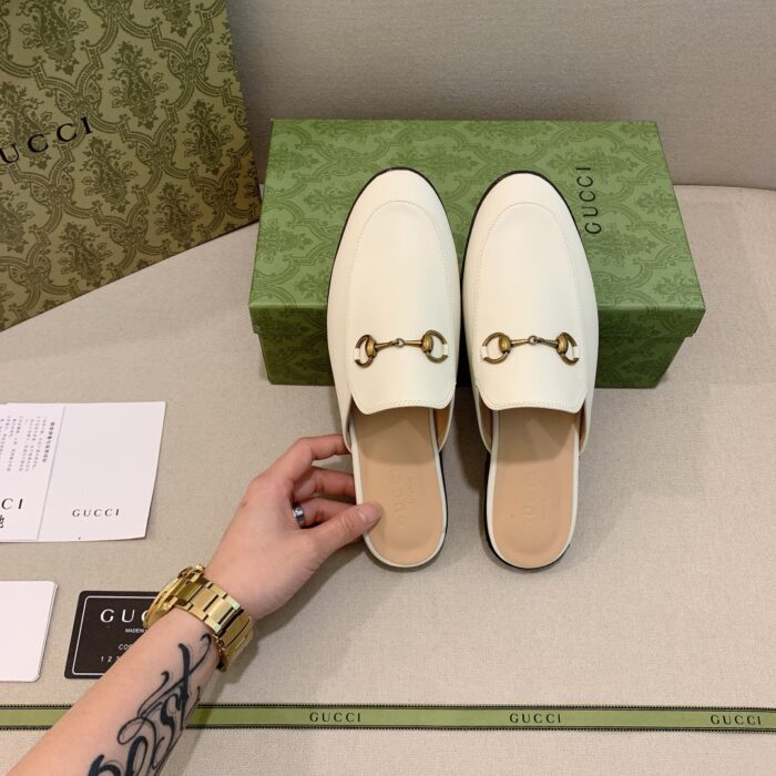 Alternative view of GUCCI PRINCETOWN LEATHER SLIPPER WHITE 423513 C9D00 9022