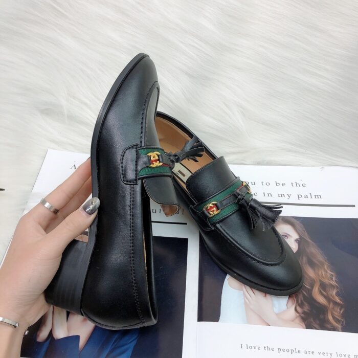 Alternative view of GUCCI LOAFER WITH WEB AND INTERLOCKING G BLACK 624316 1W610 1066