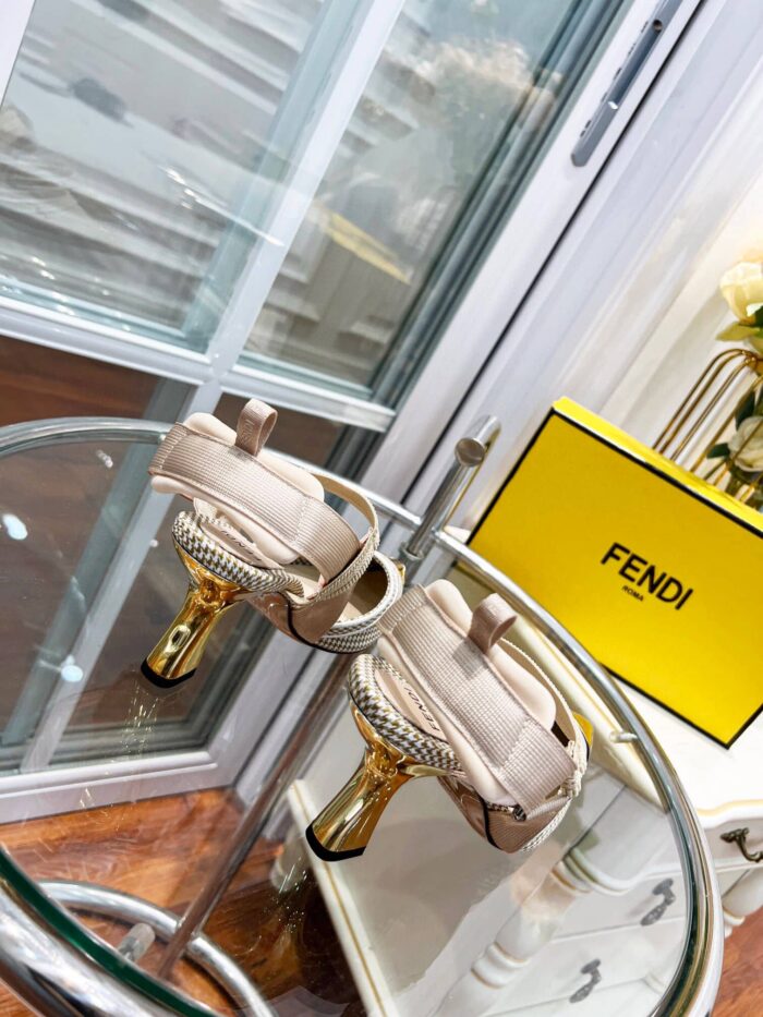 Alternative view of FENDI COLIBRI 85MM BEADED SLINGBACK PUMPS GOLD WHITE