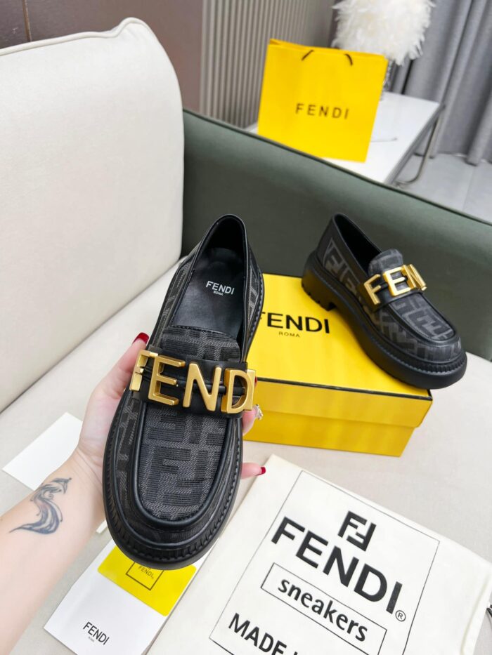 Alternative view of FENDIGRAPHY FF LEATHER LOAFERS GREY