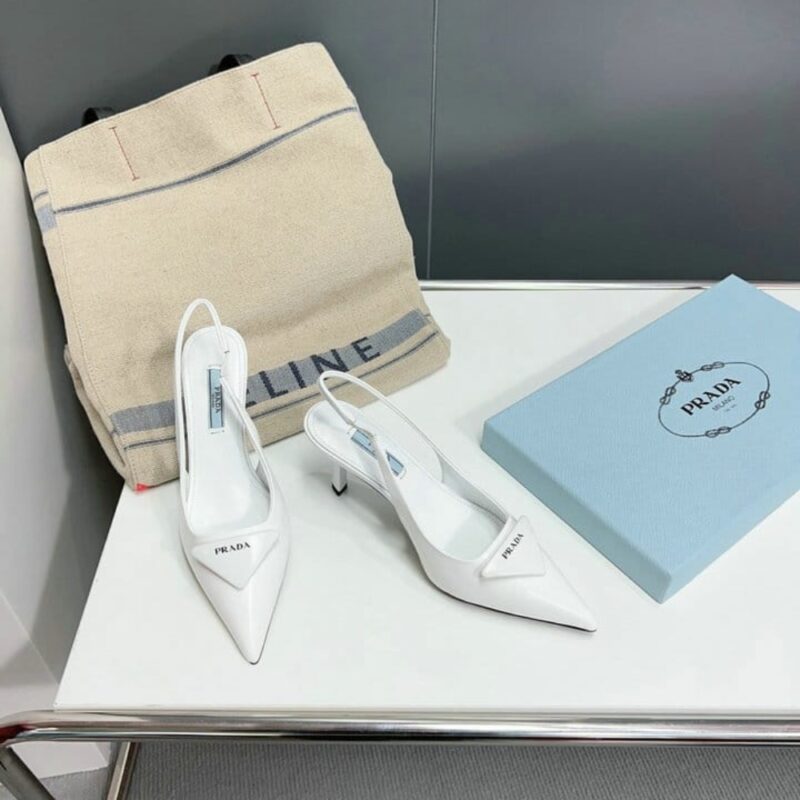 Alternative view of Prada Brushed Leather Slingback Pumps White 1I901M 055 F0009 F 075