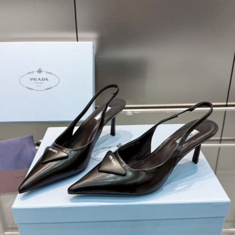 Alternative view of PRADA BRUSHED LEATHER SLINGBACK PUMPS BLACK 1I885M055F0002FA065