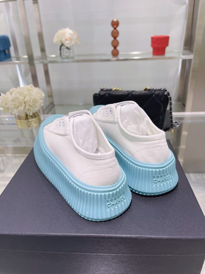 Alternative view of CHANEL CC CAP TOE SNEAKER WHITE AND BLUE