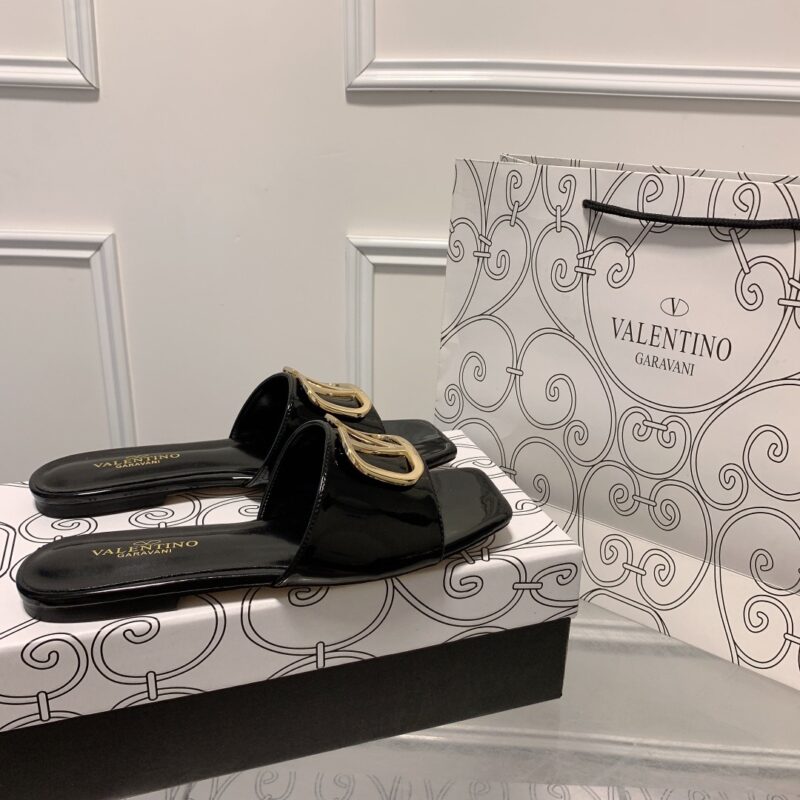 Alternative view of VALENTINO VLOGO SIGNATURE SQUARE TOE SLIDE BLACK SANDAL