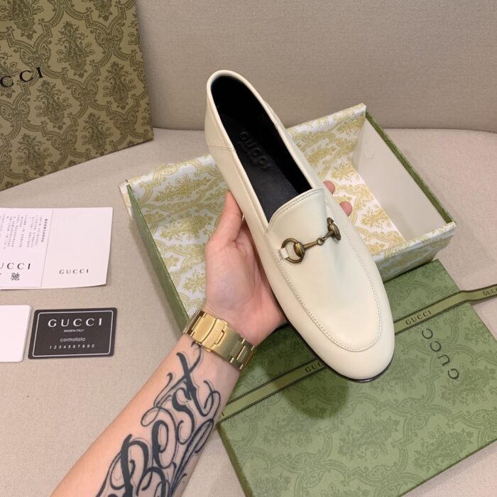 Alternative view of GUCCI WOMEN'S LEATHER HORSEBITS LOAFERS WHITE 414998 DLC00 9022