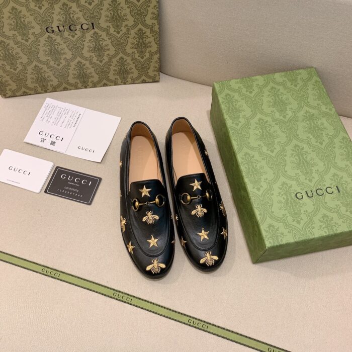 Alternative view of GUCCI JORDAAN EMBROIDERED LEATHER LOAFER BLACK 505281 D3V00 1000